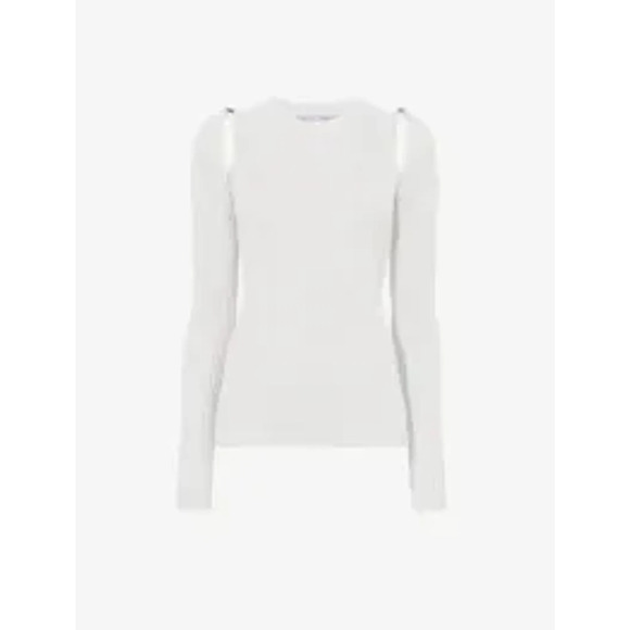Proenza Schouler Cashmere Cream Cotton Button Sleeve Sweater Size XS - Picture 1 of 5